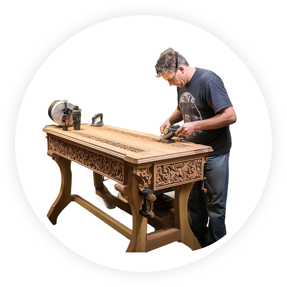 carpenter working on wooden furniture repair service at home near me